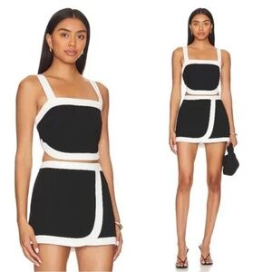 New Amanda Uprichard Porsha Black & Ivory Cropped Top Size Medium